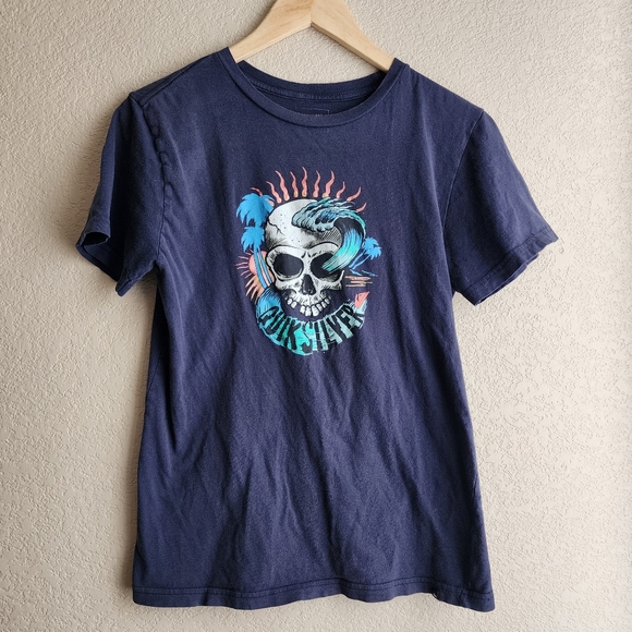 Quicksilver Navy Skull Graphic Kids T-Shirt Size XL - Picture 1 of 8